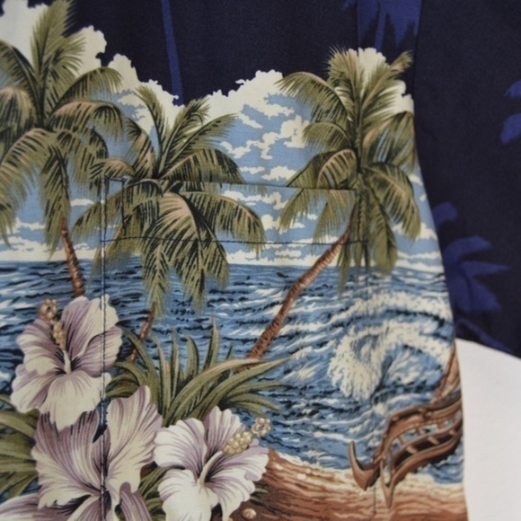 Favant 100% Cotton Tropical Print Hawaiian Beach Shirt Loop Collar Medium - Picture 5 of 7
